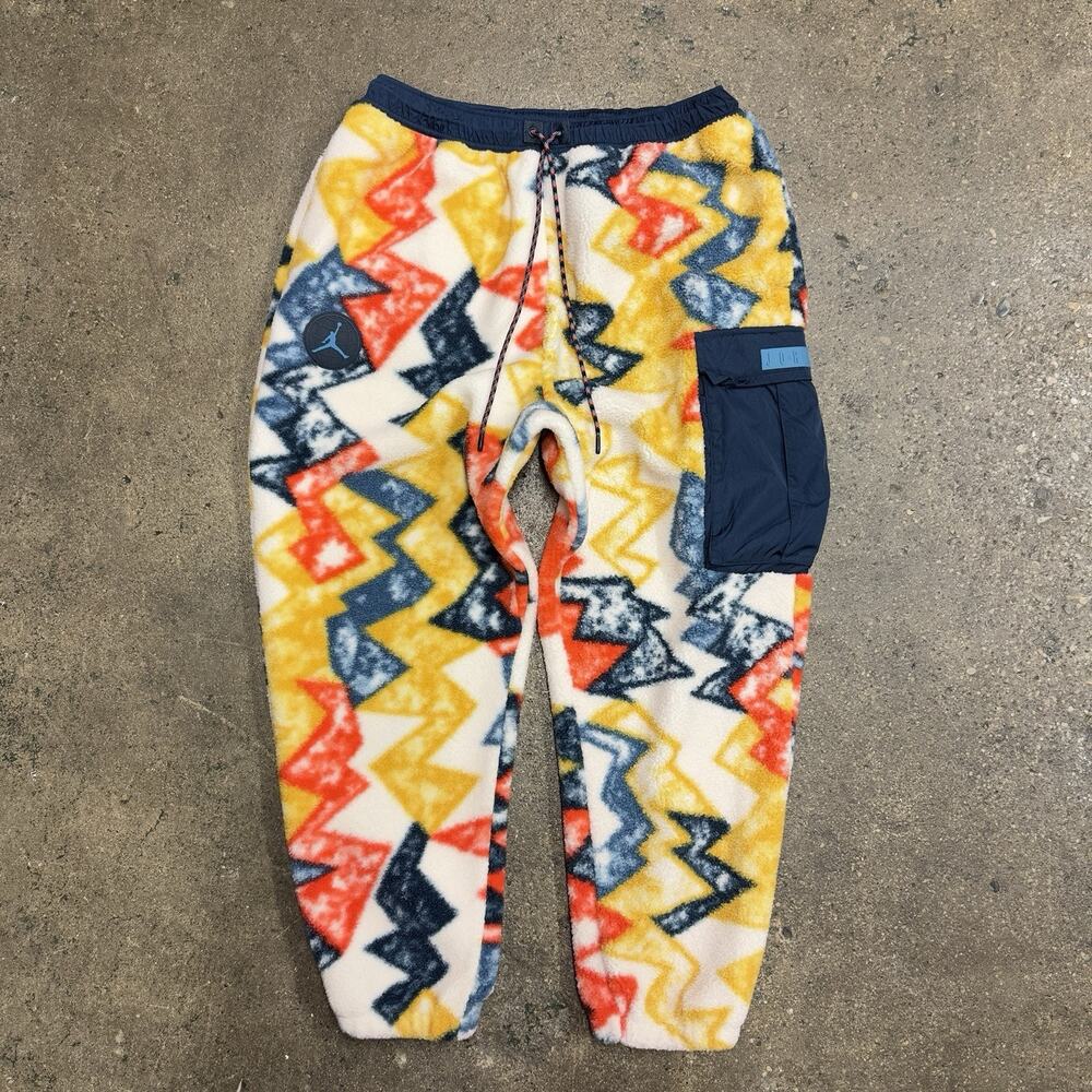 Jordan Multicolor Zigzag Fleece Cargo Sweatpants Joggers XXL Excellent